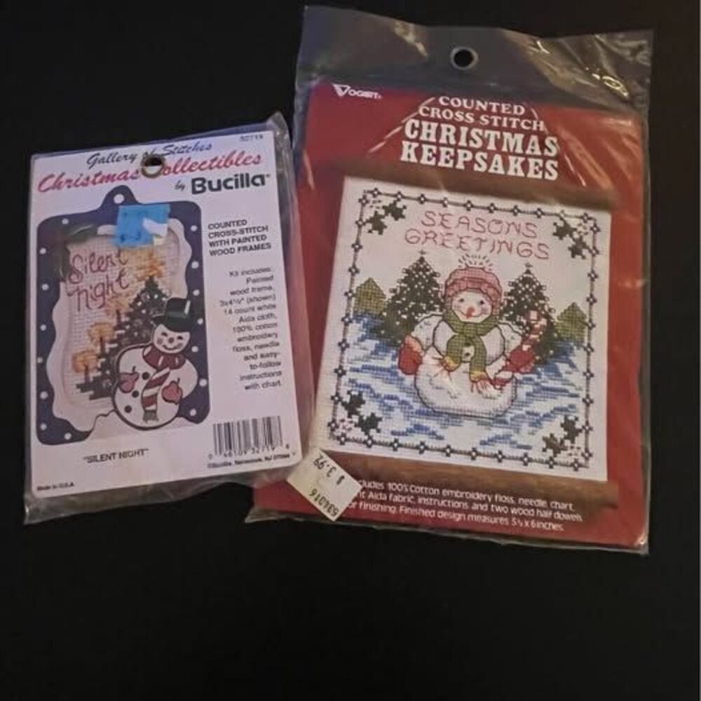 Vintage Bucilla & Vogart Christmas Counted Cross Stitch Kits - Lot of 2